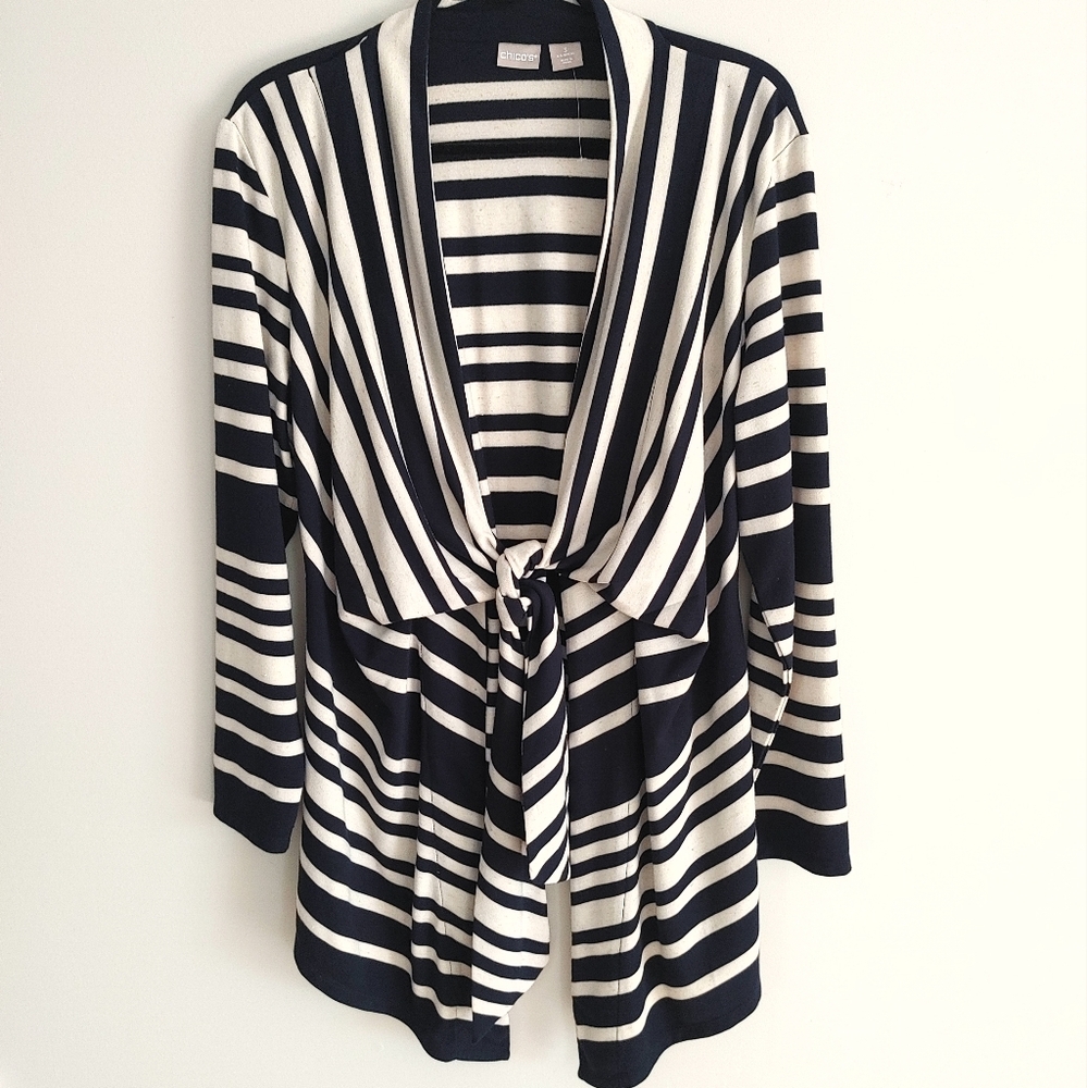 Chico's Linen Blend tie front cardigan Chico's Size 3 or US XL